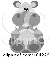 Poster, Art Print Of Cute Gray Hippo Sitting