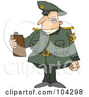 Poster, Art Print Of Army Man Reading A List From A Clipboard