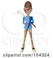 Royalty Free RF Clipart Illustration Of A 3d Skinny Golfer Guy Facing Front With A Club Across His Chest
