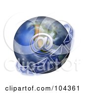 Poster, Art Print Of Email Symbol And Transparent Envelopes On A 3d Globe