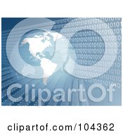 Royalty Free RF Clipart Illustration Of A Transparent Globe Over Binary Lines On Blue