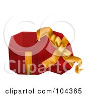 Poster, Art Print Of 3d Opened Red Gift Box With A Yellow Ribbon