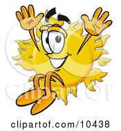 Poster, Art Print Of Sun Mascot Cartoon Character Jumping