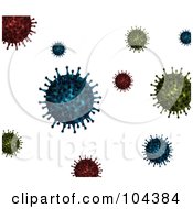 Background Of Colorful 3d Viruses On White