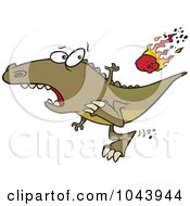 Cartoon Dinosaur Running From A Falling Meteor