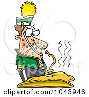Royalty Free RF Clip Art Illustration Of A Cartoon Sweaty Musician Looking At His Melted Sousaphone by toonaday