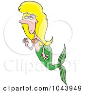 Poster, Art Print Of Cartoon Swimming Mermaid