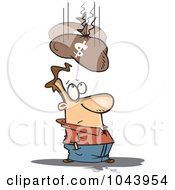 Poster, Art Print Of Cartoon Money Bag Falling On A Man