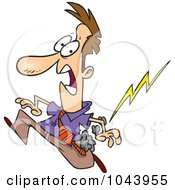 Poster, Art Print Of Cartoon Misfortunate Businessman Running From Lightning
