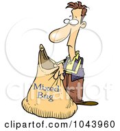 Poster, Art Print Of Cartoon Man Holding A Mixed Bag