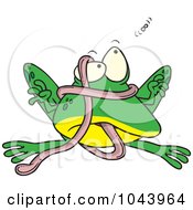 Royalty Free RF Clip Art Illustration Of A Cartoon Frog Tangled In His Tongue by toonaday