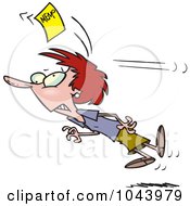 Royalty Free RF Clip Art Illustration Of A Cartoon Businesswoman Being Knocked Out With A Memo by toonaday