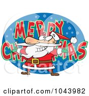 Cartoon Santa Over Merry Christmas