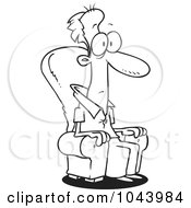 Poster, Art Print Of Cartoon Black And White Outline Design Of A Mesmerized Man Sitting In A Chair
