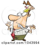 Royalty Free RF Clip Art Illustration Of A Cartoon Memo Pinned To A Businessman by toonaday