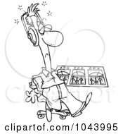 Poster, Art Print Of Cartoon Black And White Outline Design Of A Musician At His Mix Deck