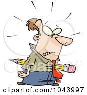 Royalty Free RF Clip Art Illustration Of A Cartoon Businessman With A Pencil Through His Chest