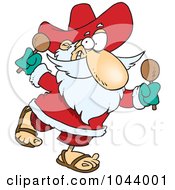 Cartoon Mexican Santa Shaking Maracas
