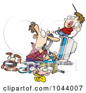 Poster, Art Print Of Cartoon Father Working From Home