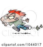 Royalty Free RF Clip Art Illustration Of A Cartoon Running Mischievous Boy