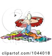 Cartoon Girl In A Pile Of Stinky Laundry