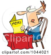 Poster, Art Print Of Cartoon Businessman Reading A Diner Menu