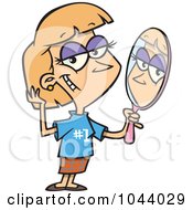 Poster, Art Print Of Cartoon Woman Staring Vainly In A Mirror