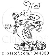 Royalty Free RF Clip Art Illustration Of A Cartoon Black And White Outline Design Of A Butterfly Emerging From A Cocoon