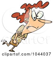 Royalty Free RF Clip Art Illustration Of A Cartoon Mad Businesswoman Rolling Up Her Sleeves