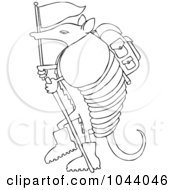 Royalty Free RF Clip Art Illustration Of A Hiker Armadillo With A Flag And Stick by djart