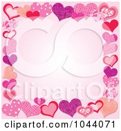 Pink Background Bordered By Patterned Hearts