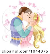 Royalty Free RF Clip Art Illustration Of Prince Charming Kissing A Princess