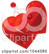 Poster, Art Print Of Two Red Starry Heart Tags