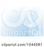 Royalty Free RF Clip Art Illustration Of A Blue Snowflake Wave Background