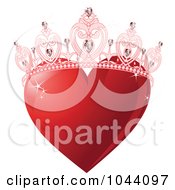 Poster, Art Print Of Shiny Red Heart With A Princess Crown