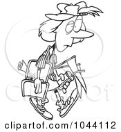 Royalty Free RF Clip Art Illustration Of A Cartoon Black And White Outline Design Of A Tired Soccer Mom