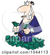 Poster, Art Print Of Cartoon Rich Businessman Standing In Cash