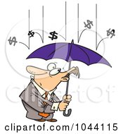 Poster, Art Print Of Cartoon Money Raining Down On A Businessman