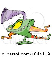 Royalty Free RF Clip Art Illustration Of A Cartoon Monster With Tentacles And A Horn