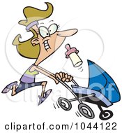 Royalty Free RF Clip Art Illustration Of A Cartoon Mother Running With A Pram by toonaday