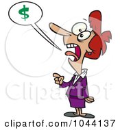 Poster, Art Print Of Cartoon Businesswoman Shouting About Money