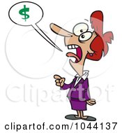 Royalty Free RF Clip Art Illustration Of A Cartoon Businesswoman Shouting About Money