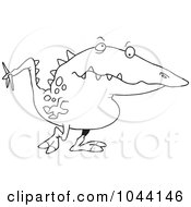 Royalty Free RF Clip Art Illustration Of A Cartoon Black And White Outline Design Of A Long Nosed Monster