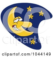 Royalty Free RF Clip Art Illustration Of A Cartoon Smiling Moon And Stars