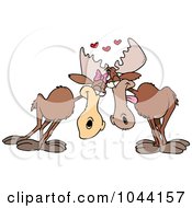 Poster, Art Print Of Cartoon Moose Pair In Love