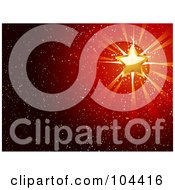 Royalty Free RF Clipart Illustration Of A Golden Star Shining Over A Sparkly Red Background by elaineitalia