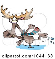 Poster, Art Print Of Cartoon Moose Running In The Snow