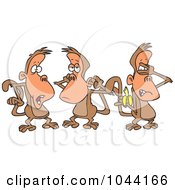 Poster, Art Print Of Cartoon Group Of Three Monkeys