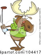 Poster, Art Print Of Cartoon Golfing Moose