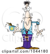 Royalty Free RF Clip Art Illustration Of A Cartoon Jittery Businessman Holding Coffee